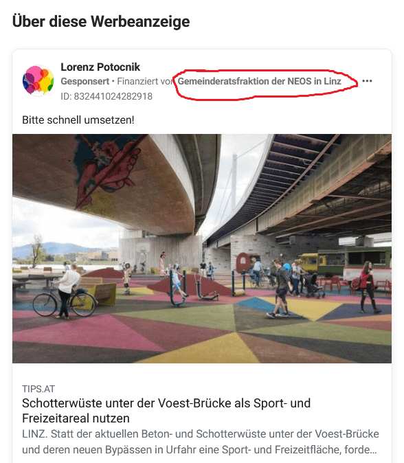 Lorenz Potocnik finanzierte seine persönliche Facebook-Seite noch nach seinem Parteiausschluss mit Fraktionsgeld der NEOS Linz