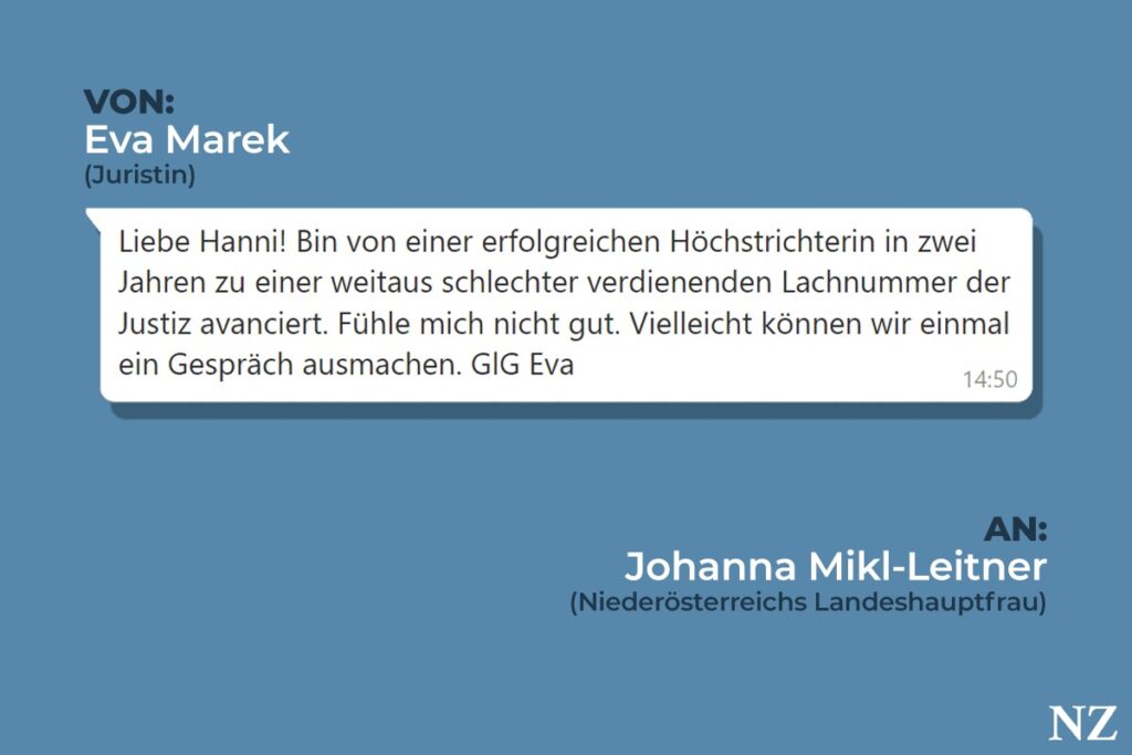 Eva Marek beschwert sich in den BMI Chats bei Johanna Mikl-Leitner.