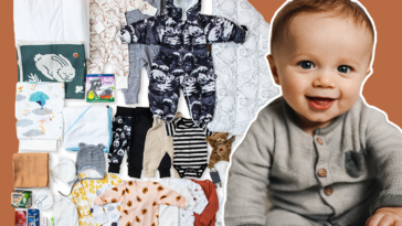 Finnland Babybox Ein Baby mit Strampler