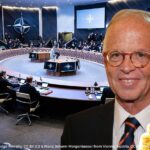 ÖVP Neutralität NATO Versammlung, davor Fasslabend mit Geldsack