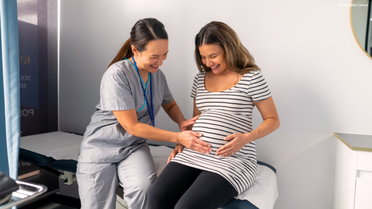 Die Hebammen im Krankenhaus Mödling sind überlastet. Am Bild eine werdende Mutter mit einer Hebamme.