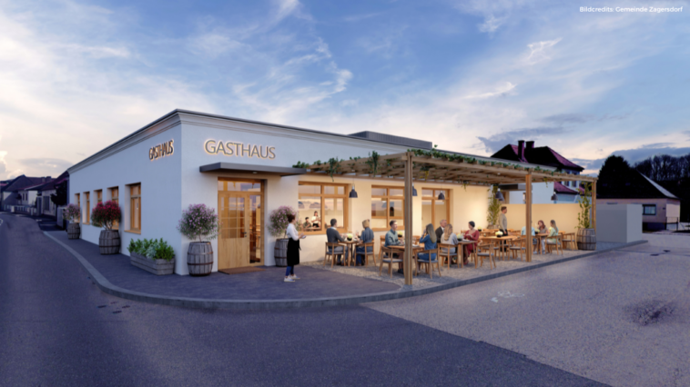 Man sieht das Dorfgasthaus in Zagersdorf.