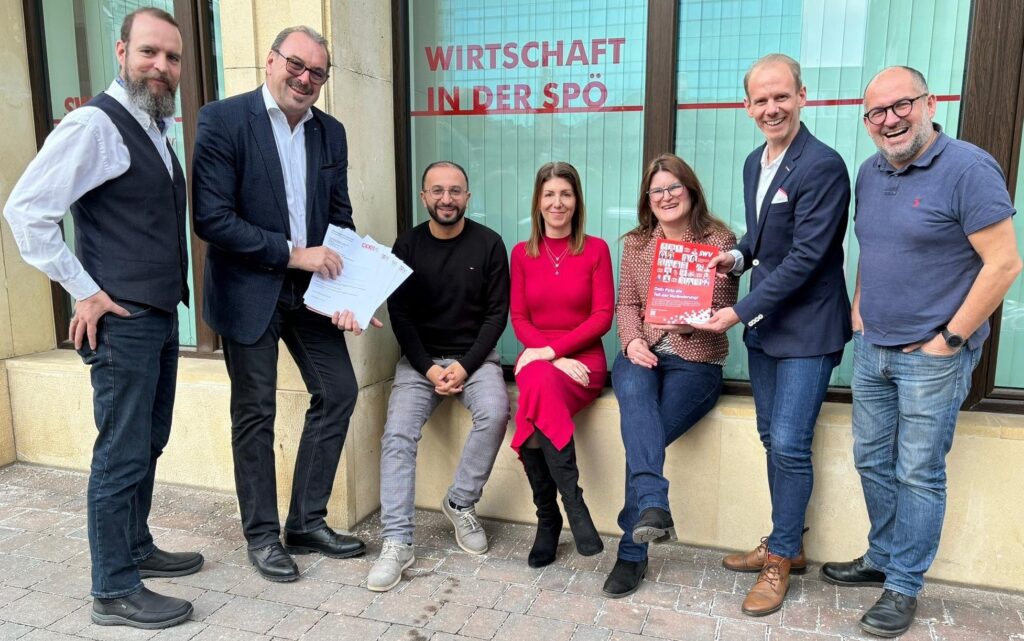 vlnr: SWV-GF Horst Kandutsch, Präs. Fredy Trey, Klagenfurt-BGF & SWV-Mandatar Sinan Tepe, SPÖ LGF-Stv.in Kerstin Dohr, SWV-Mitarbeiterin Birgit Kandutsch, SPÖ-LGF Andreas Sucher, RI-GF Harry Koller