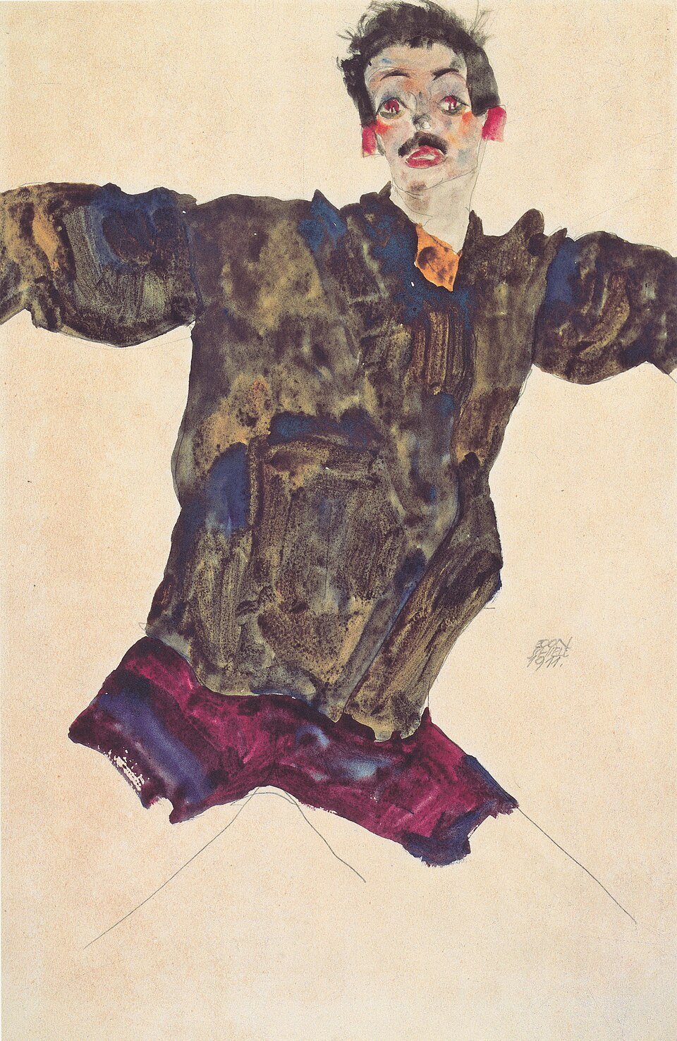 Egon Schiele: Selbstbildnis mit ausgestreckten Armen