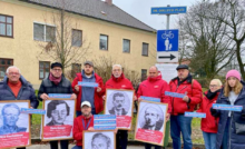 Demonstration gegen den Dollfuß-Platz in Mank in Niederösterreich